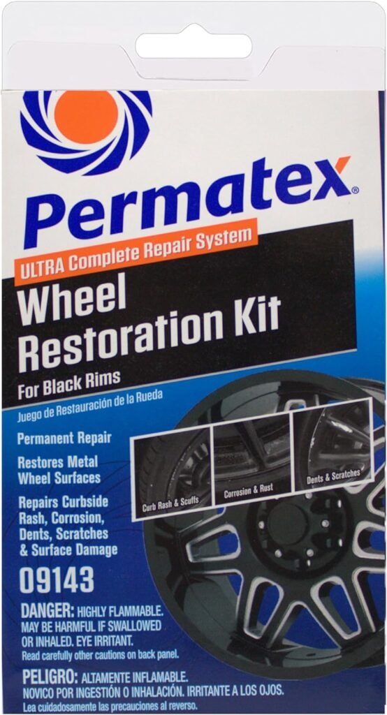 Permatex 09143 Wheel Restoration Kit - Black - Easy-to-Use Do It Yourself Kit Repairs Unappealing Wheel Damage Including Curbside Rash, Corrosion, and Scuffs for Like New Appearance