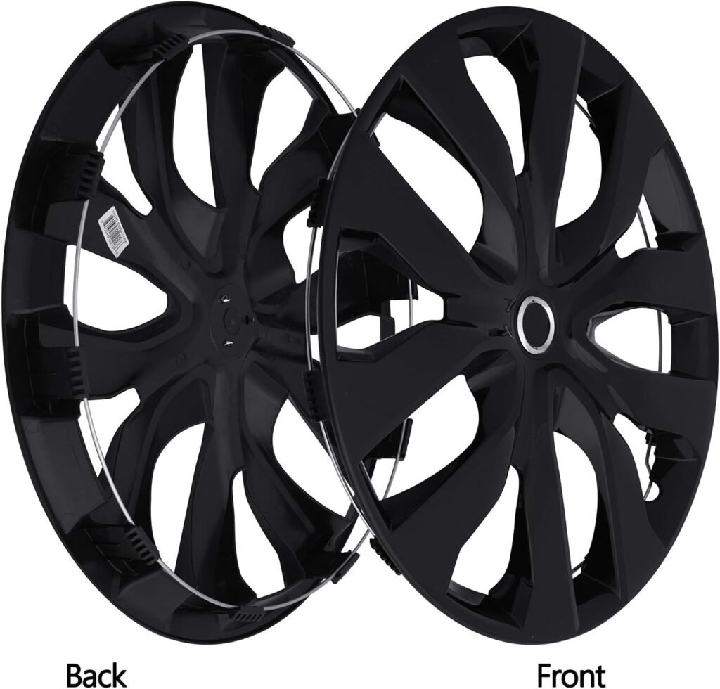 15 inch Hubcaps Best for Nissan Versa - (Set of 4) Wheel Covers 15in Hub Caps Ice Black Rim Cover - Car Accessories for 15 inch Wheels - Snap On Hubcap, Auto Tire Replacement Exterior Cap