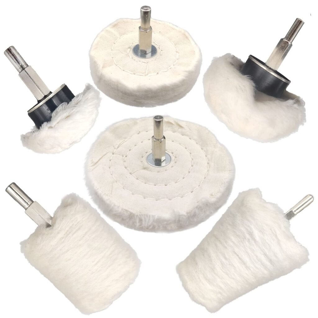 6 pcs Buffing Wheel for Drill,Buffing Pad Polishing Wheel Kits,Wheel Shaped Polishing Tool for Metal Aluminum,Stainless Steel,Chrome,Jewelry,Wood,Plastic,Ceramic,Glass,etc