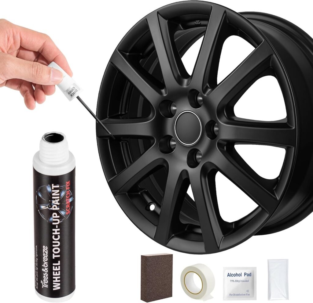 Black Rim Touch Up Paint, Car Wheel Repair Kit, Wheel Touch Up Paint Pen, Quick And Easy Repairs for Curb Rash, Scuff And Scratch (Gloss Black)