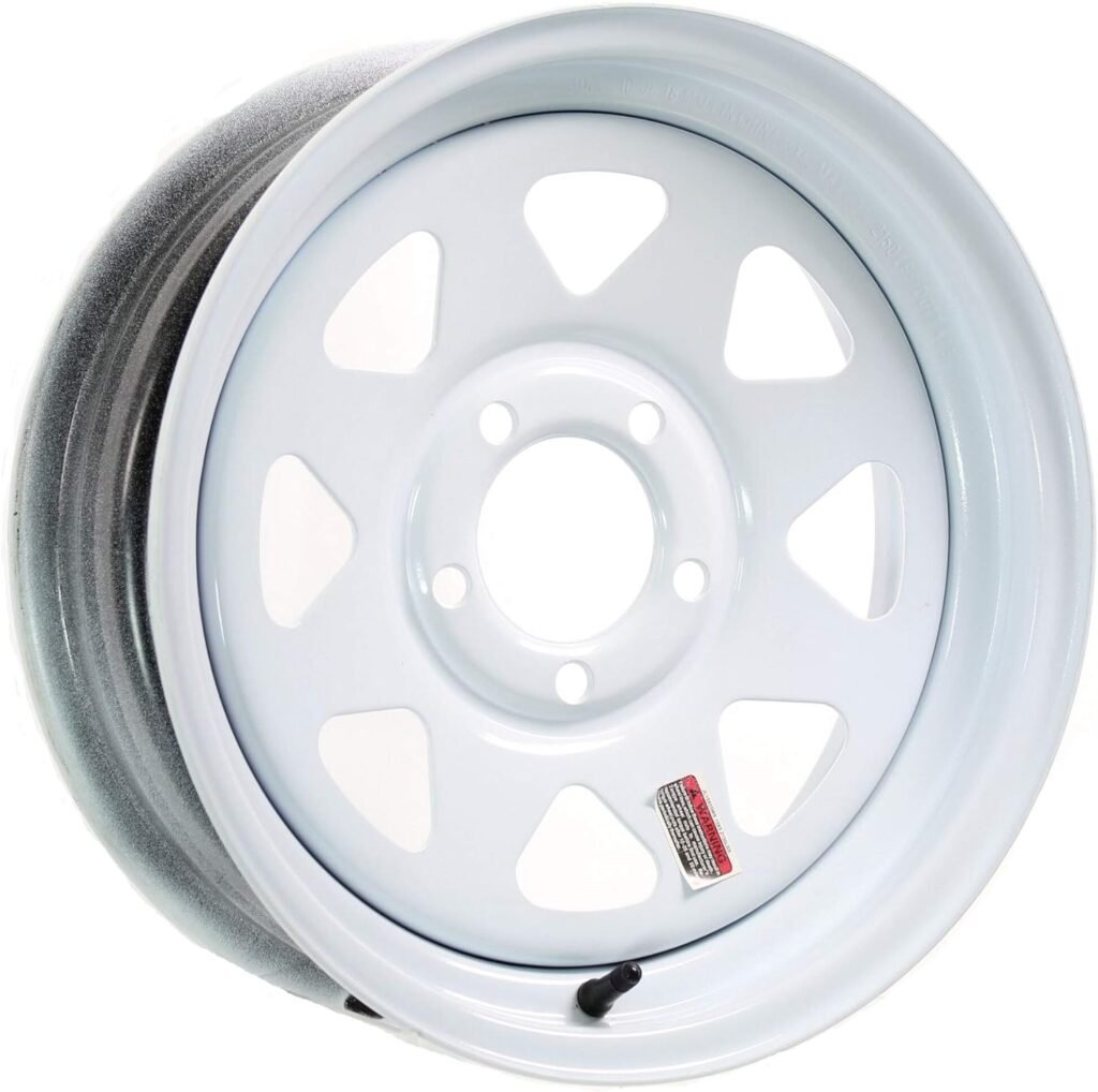 eCustomRim Trailer Rim Wheel 15 in. 15X6 5 Lug Hole Bolt Steel Highway Wheel White Spoke