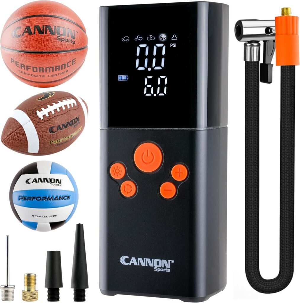 Electric Ball Pump, Portable Fast Ball Inflation Pump with LED Light for Football Basketball Soccer Volleyball